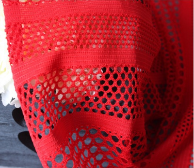 GZ-JS蕾絲面料  提花網布條紋泳衣比基尼面料   針織破洞鏤空網眼布布料 後面照